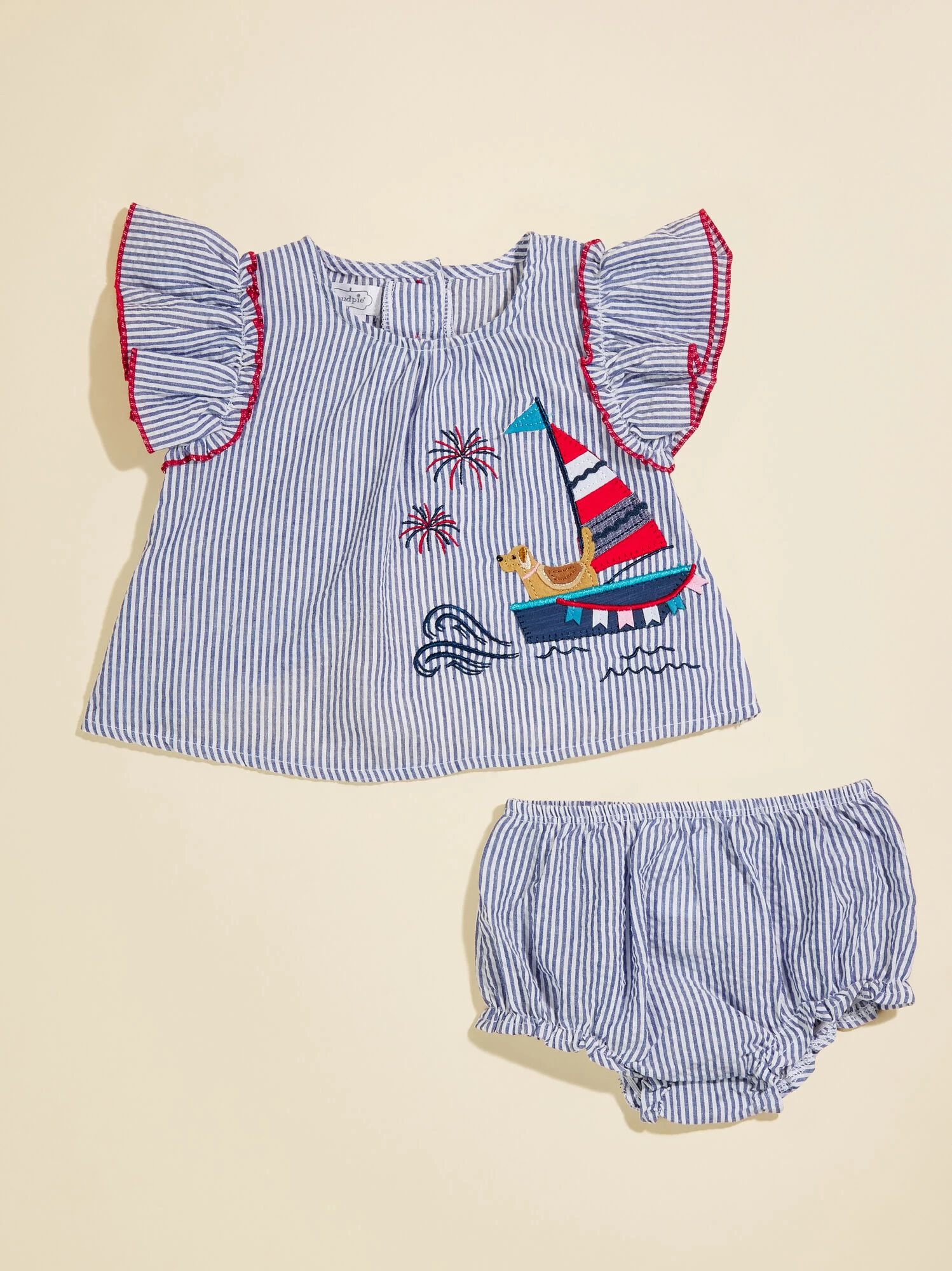 Kyla Sailboat Pinafore Set By MudPie 2 Kyla Sailboat Pinafore Set By MudPie