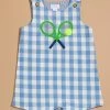 Tyson Tennis Gingham Romper By MudPie -Tullabee 001981 10830036 BLUE 00
