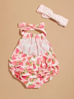 Strawberry Sunsuit And Headband Set By MudPie -Tullabee 001981 11010442 I RED 01