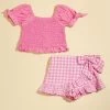Alice Smocked Top And Gingham Shorts Set